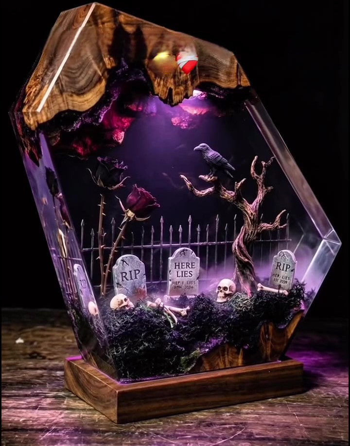 Raven Skull Resin Lamps