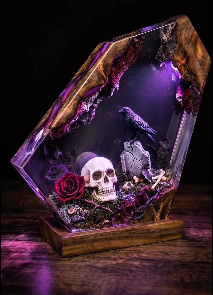 Raven Skull Resin Lamps